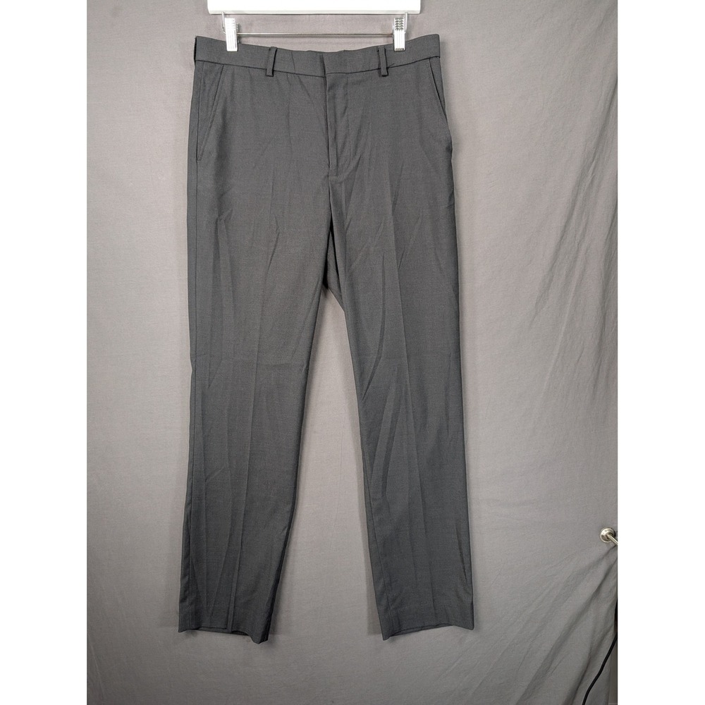 Awearness Kenneth Cole Mens Gray Dress Pants Slacks 32x32 Flat Front